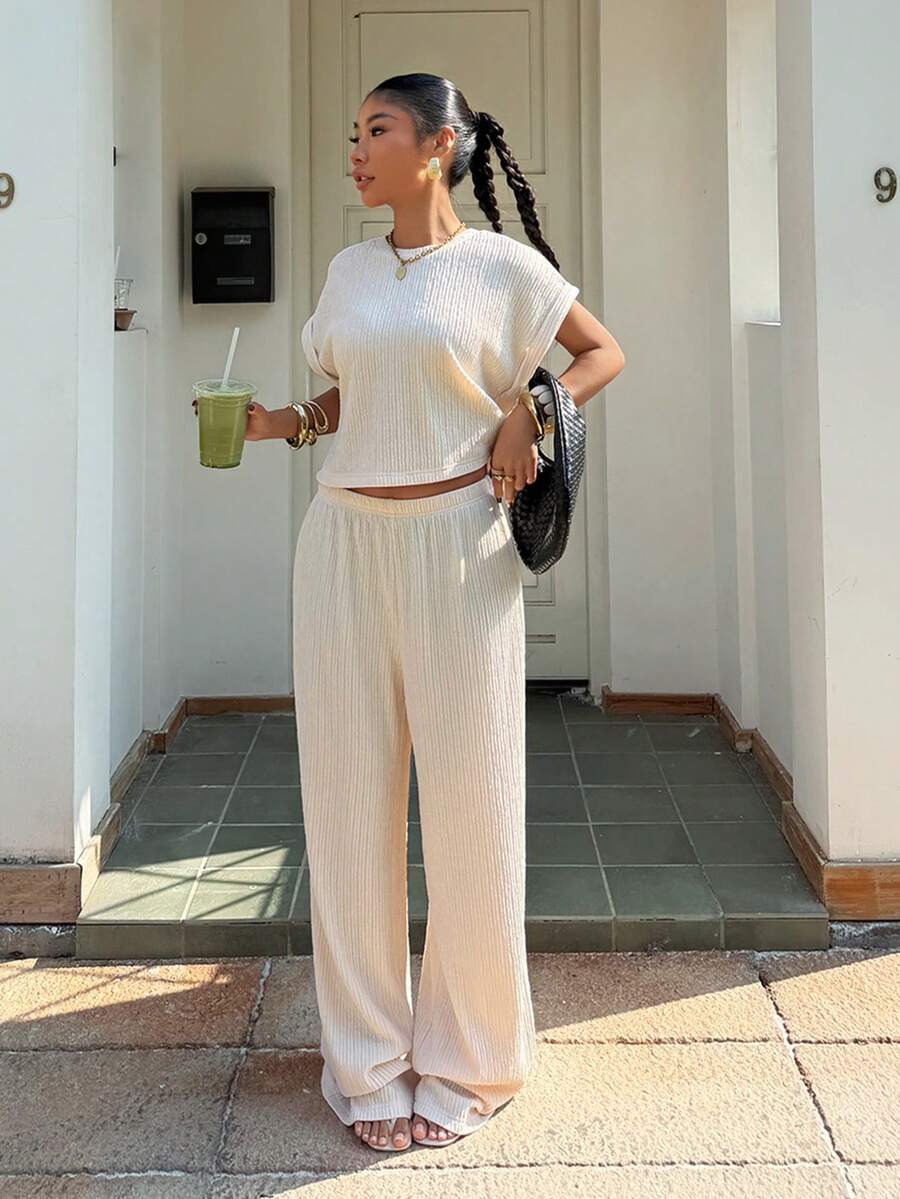 apricot knitted casual loungewear set