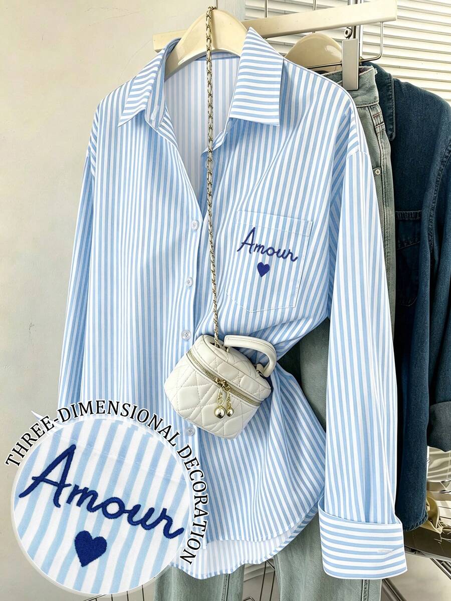 striped cotton button down shirt