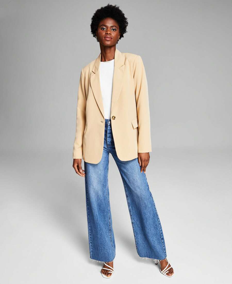 oversized camel tailored blazer