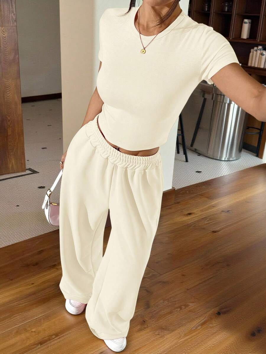 loose apricot casual sweatpants