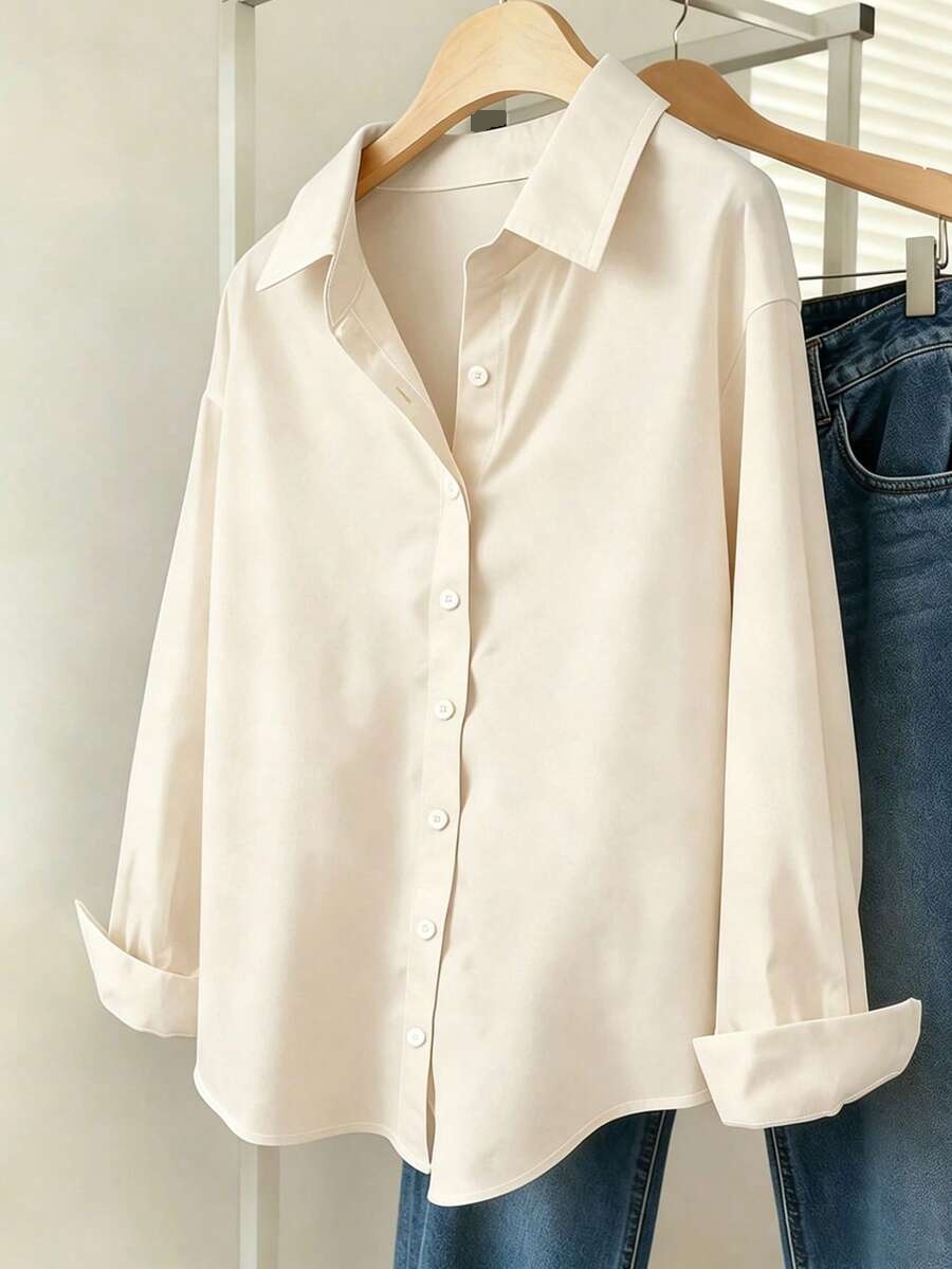 apricot patchwork cotton button-down shirt