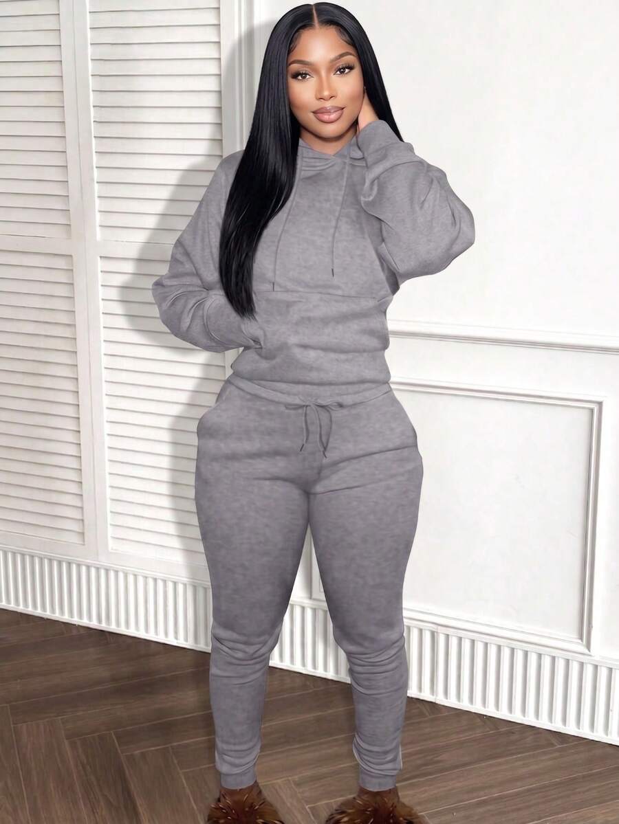 grey hooded long sleeve casual everyday sweatshirt
