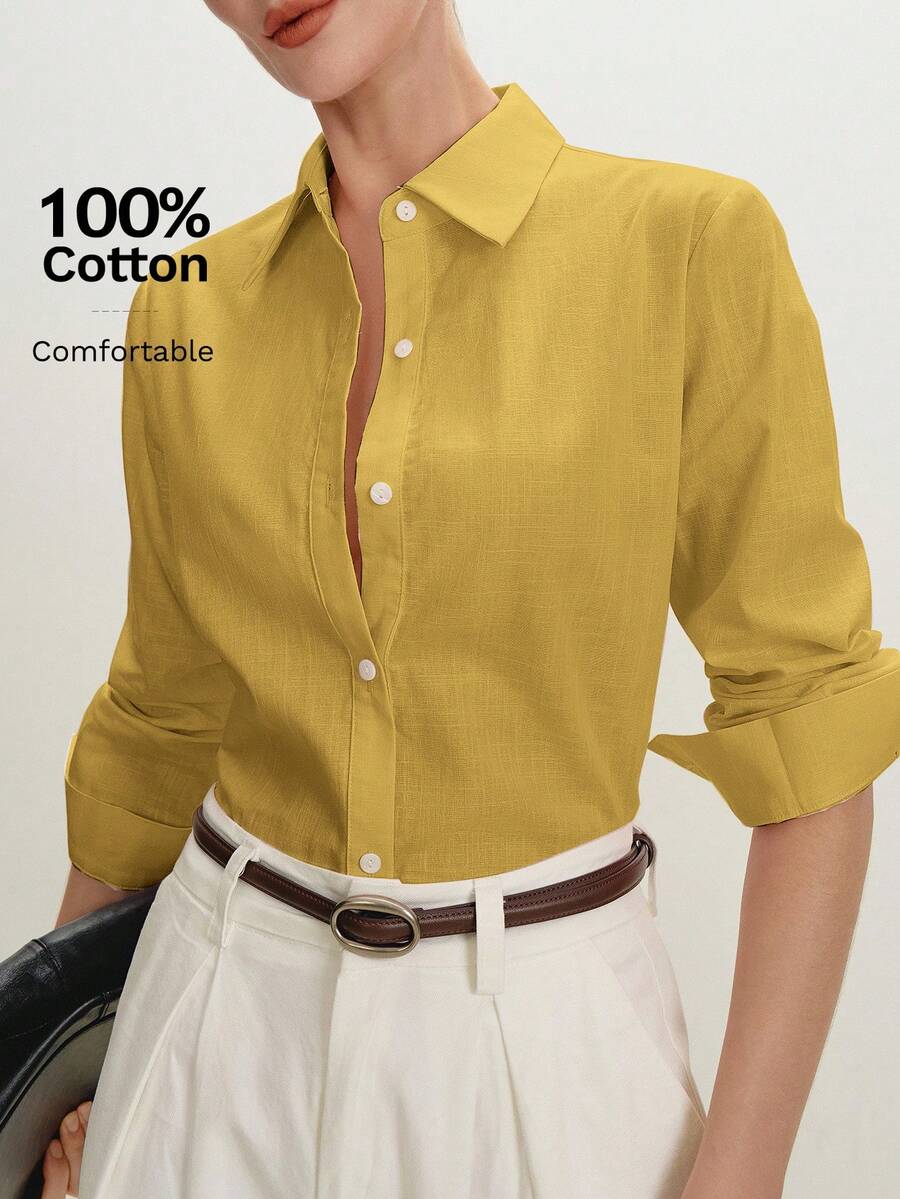 yellow shirt turn-down collar