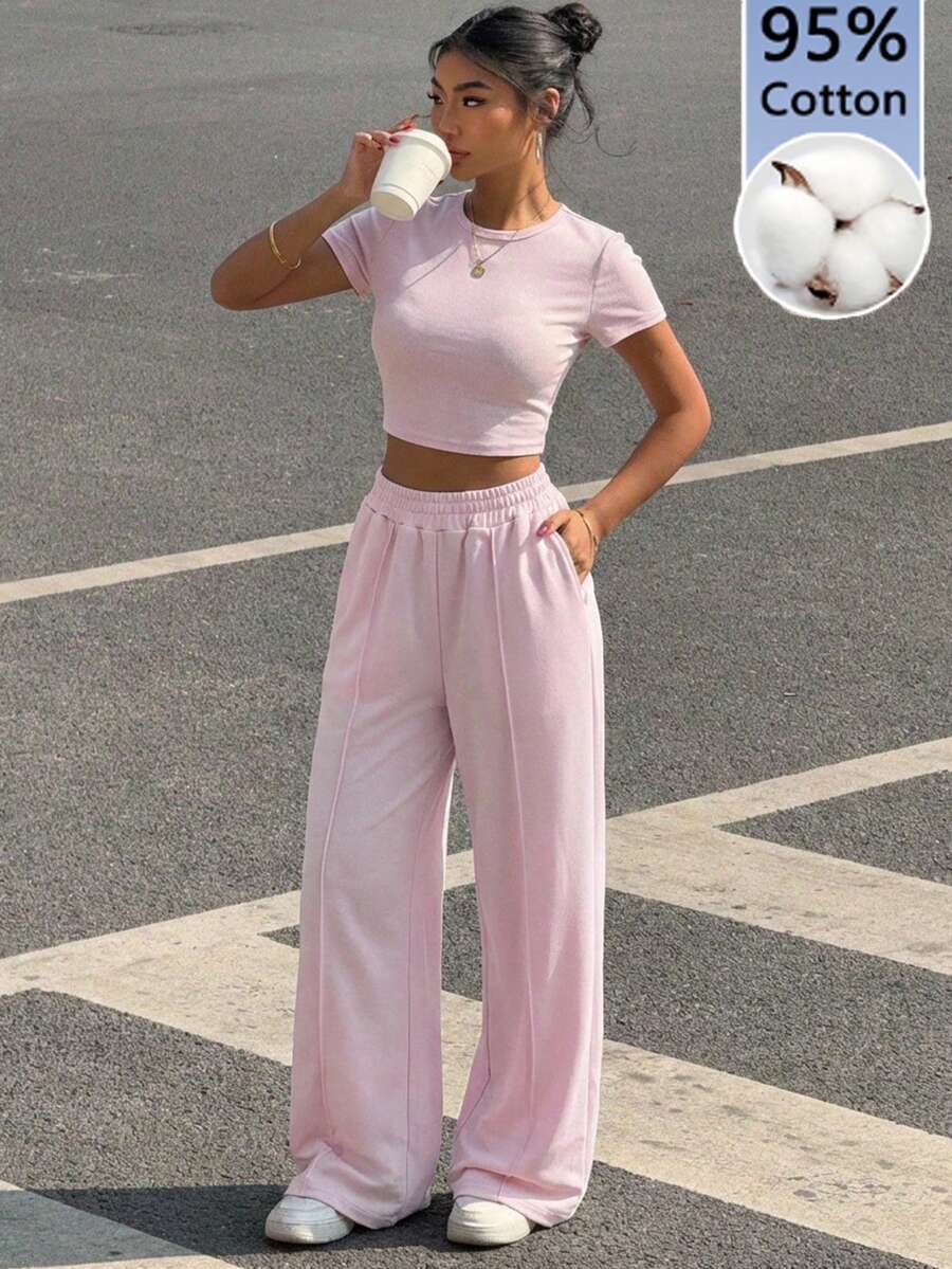 loose light pink casual sweatpants