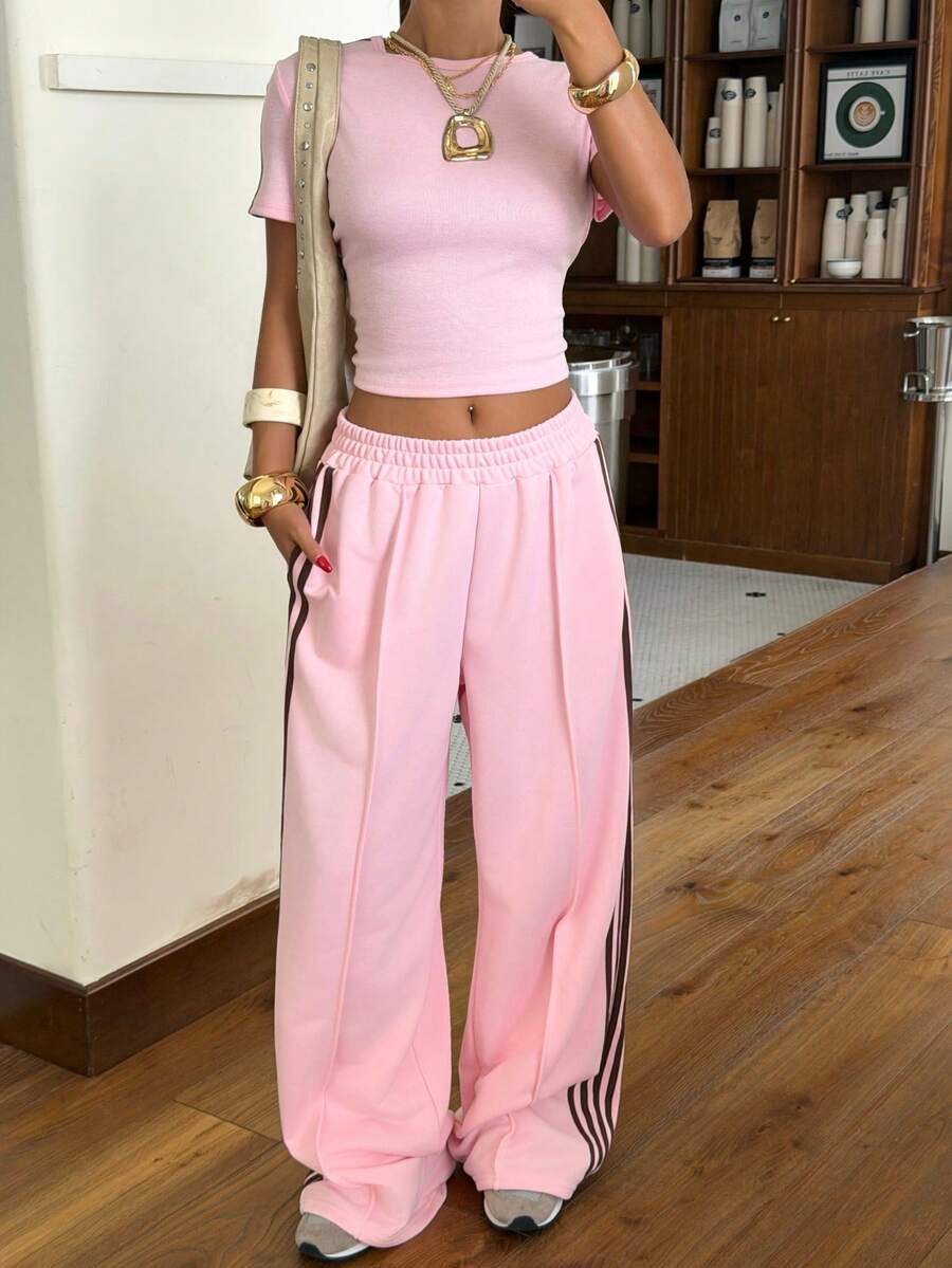 loose soft pink casual sweatpants