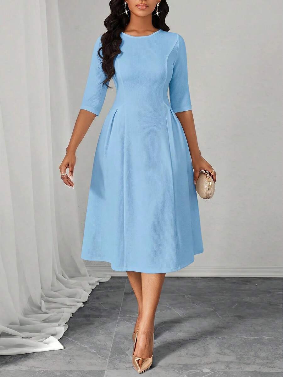sky blue and black leopard print midi dress