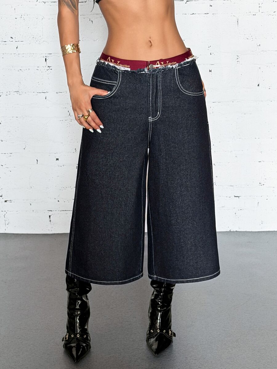 distressed acid wash dark blue bermuda shorts