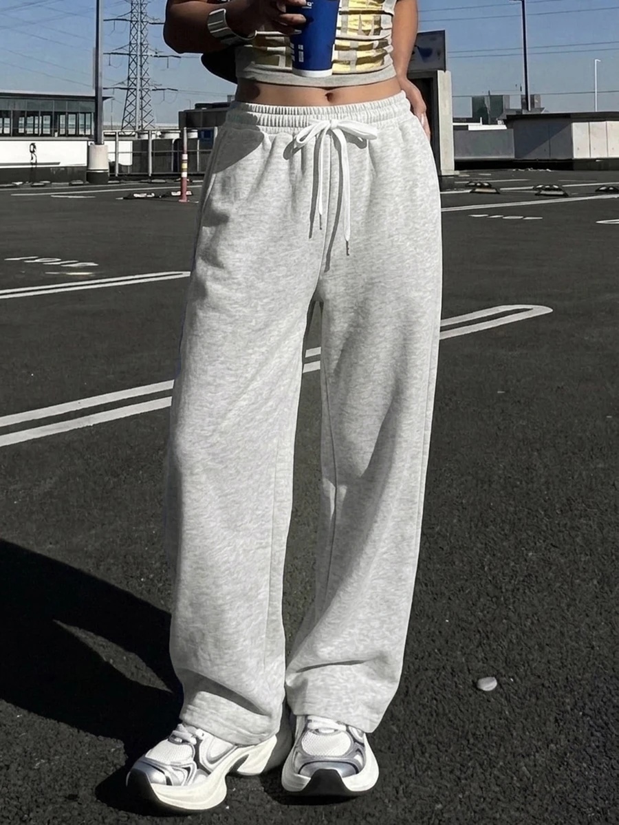 charcoal grey drawstring waist casual jogger sweatpants