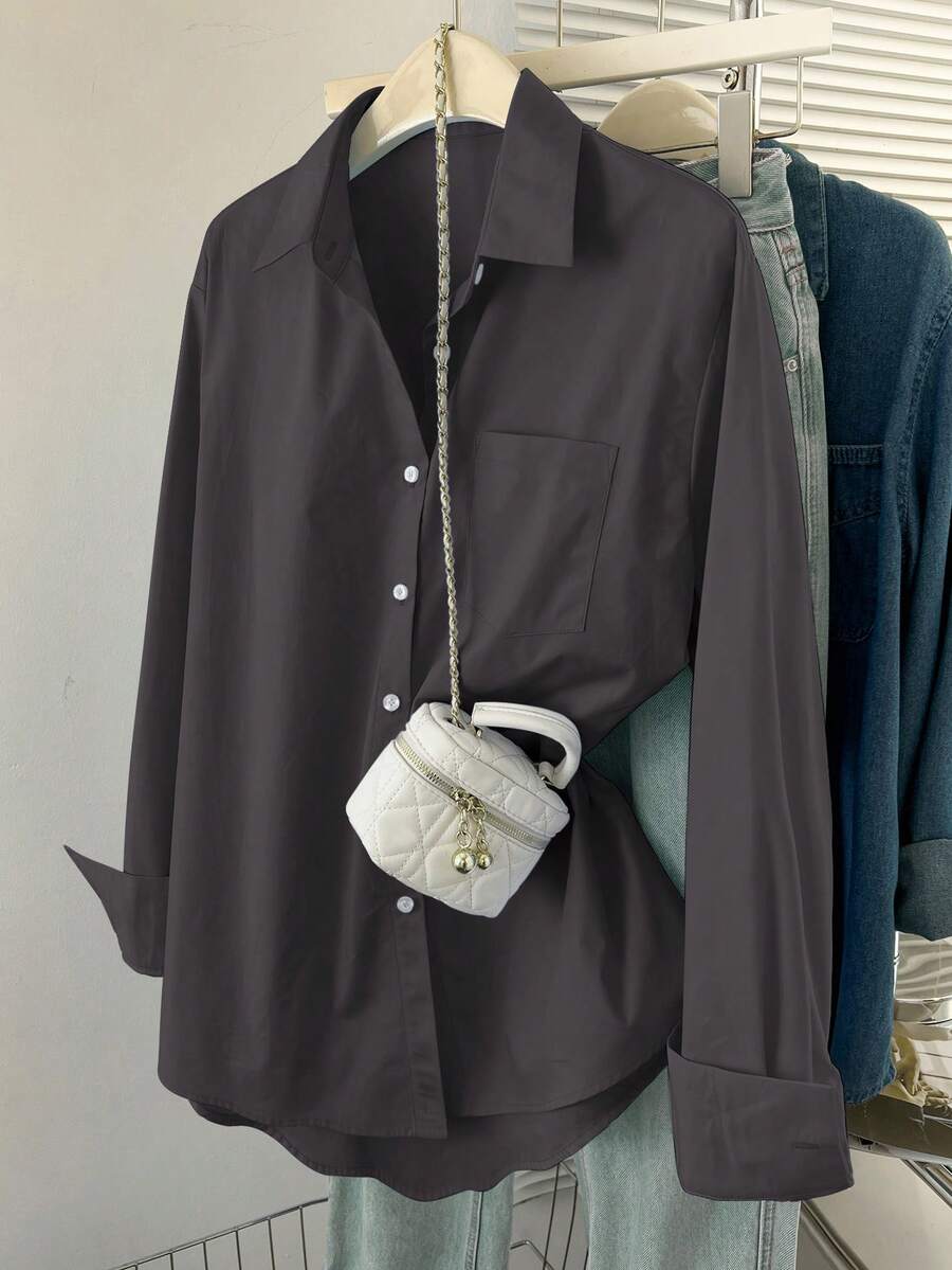 light grey cotton button down shirt