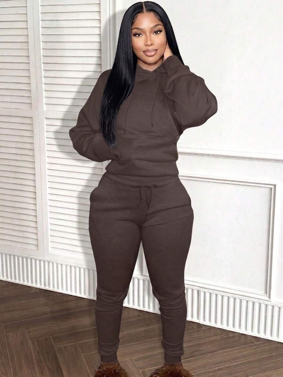 brown hooded long sleeve casual everyday sweatshirt