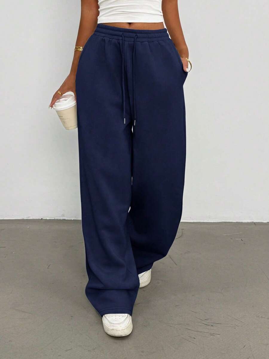 navy blue ny embroidered loose fit sweatpants