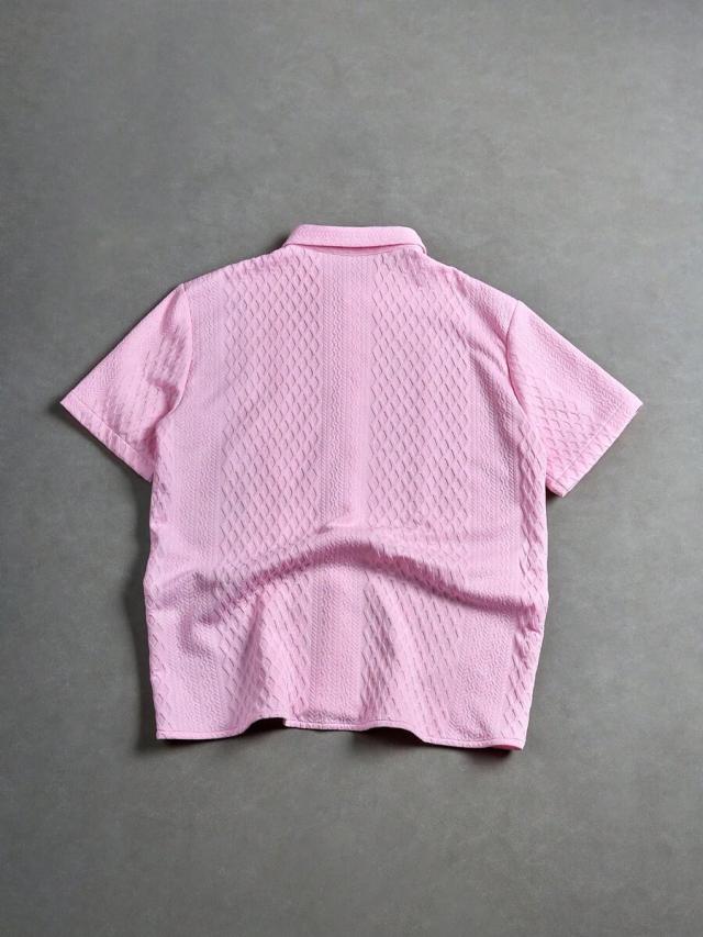 pink manfinity homme contrast color textured short sleeve shirt