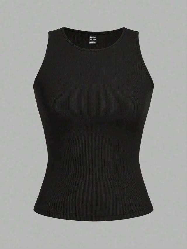 black ribbed cotton blend sleeveless crop top