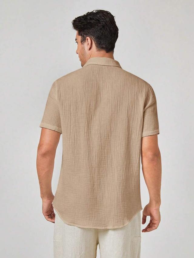 himland men's woven casual short sleeve shirt