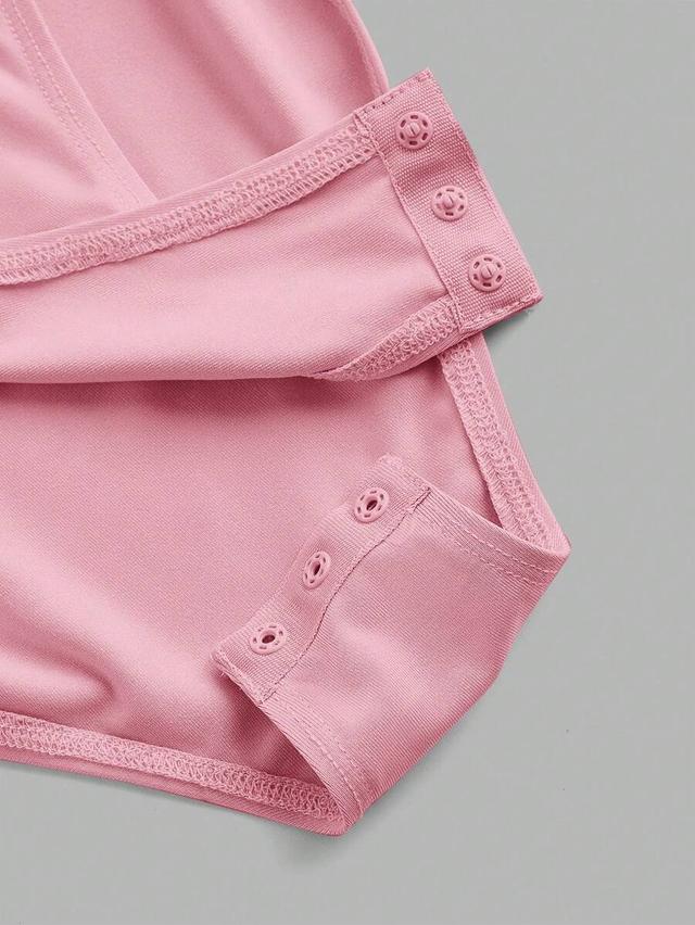 pink square neck short sleeve cotton jersey bodysuit set