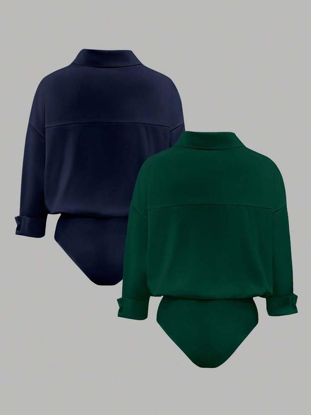 dark green two piece black and green collared bodysuits
