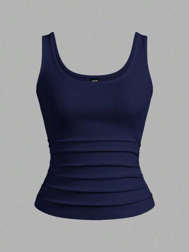 navy ribbed racerback tank top