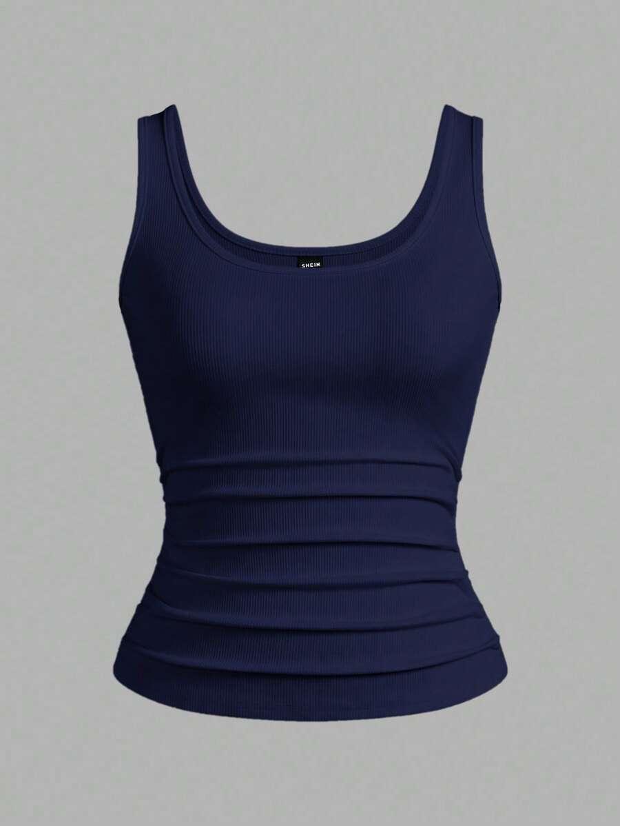 navy ribbed racerback tank top