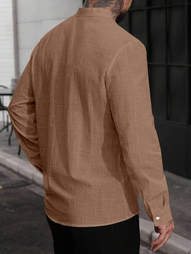 apricot long sleeve button-up casual shirt
