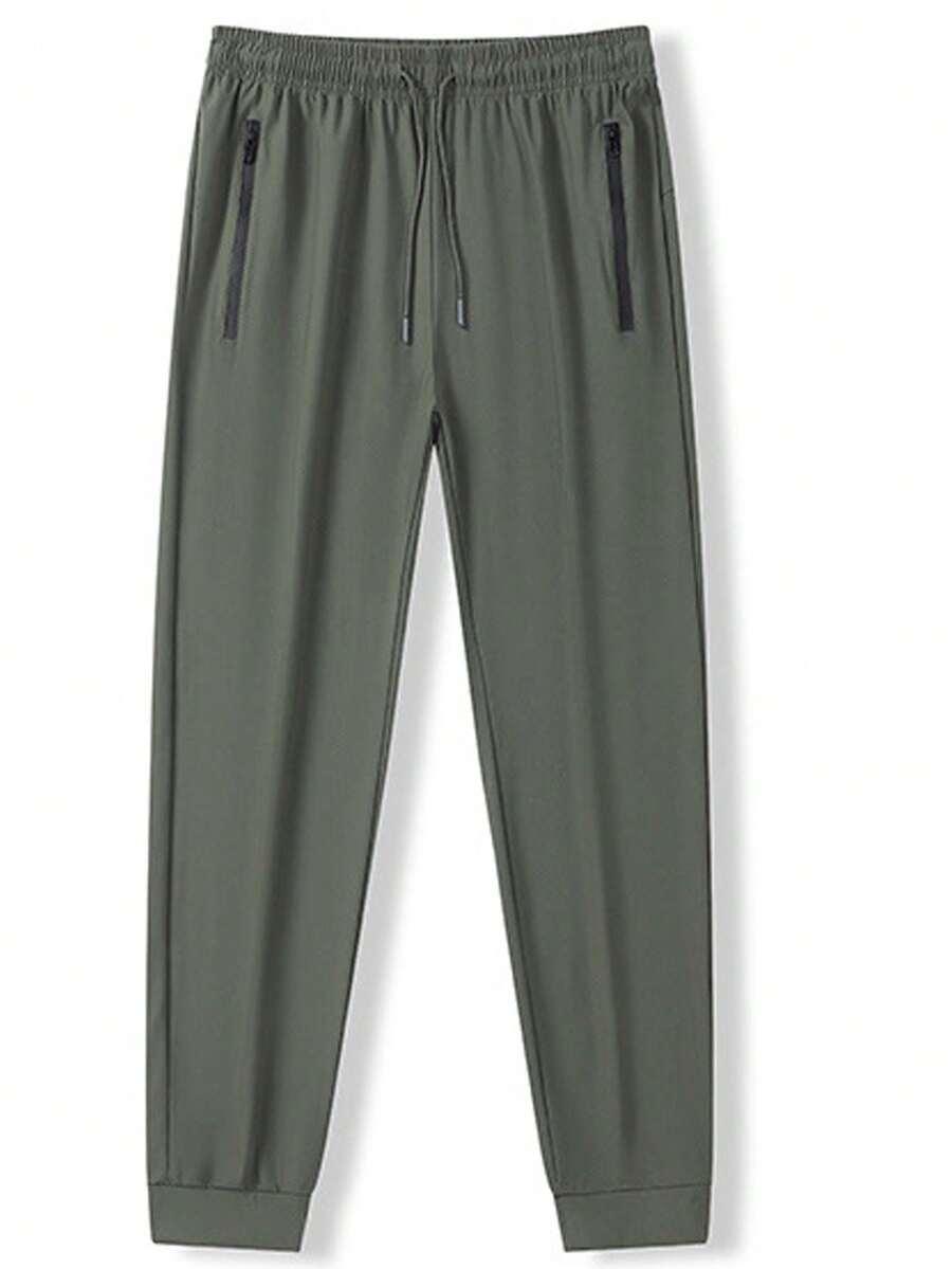 women's olive green ice silk athletic joggers