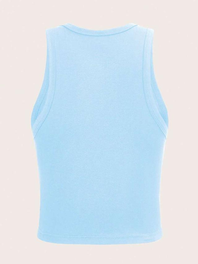 light blue casual cropped racerback tank top