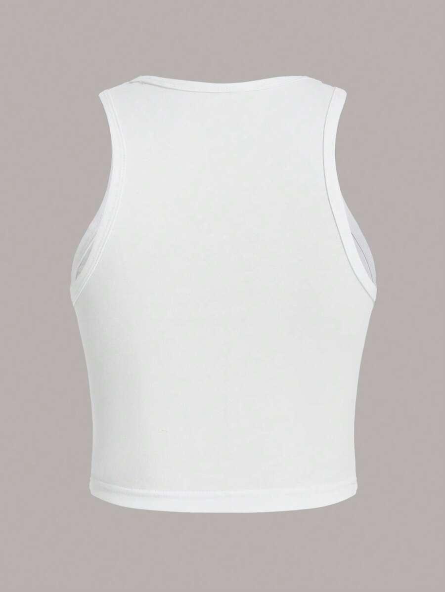 white casual cropped camisole tank top