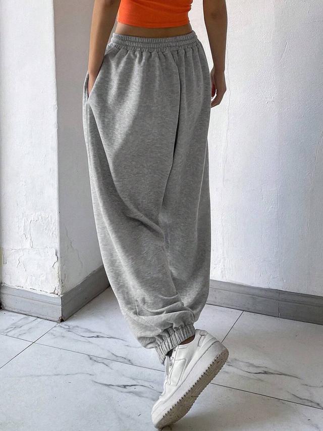grey drawstring waist loose fit cuffed sweatpants
