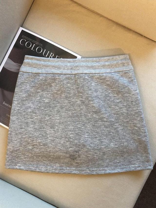 grey casual cotton jersey mini skirt with drawstring waist