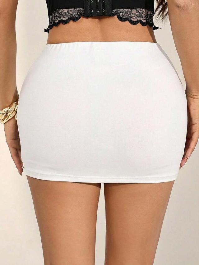 white mini bodycon skirt with built-in leggings