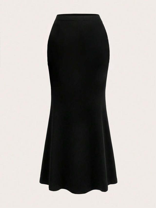 black floral sequin embroidered mermaid maxi skirt