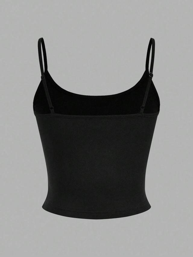 black tight fitted cropped casual tank top