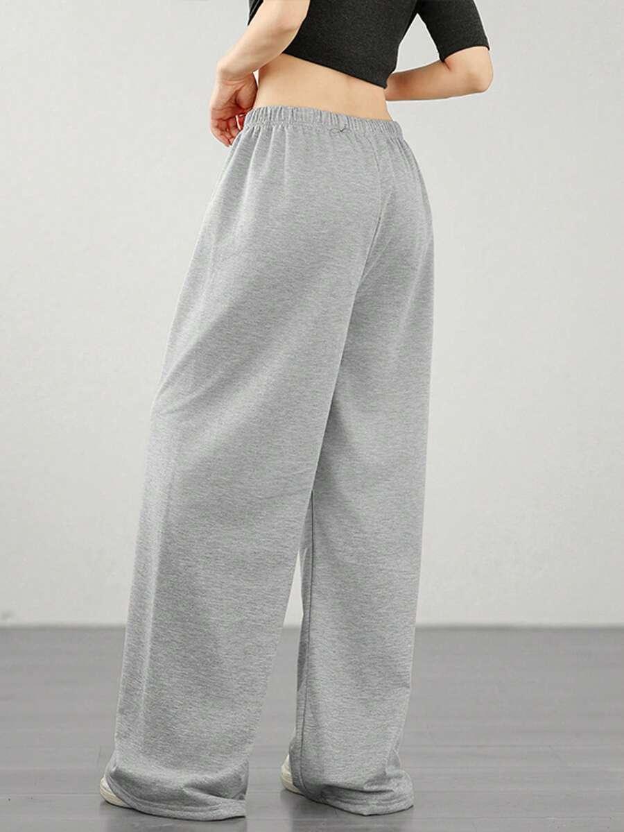 grey women's casual grey drawstring loose fit joggers