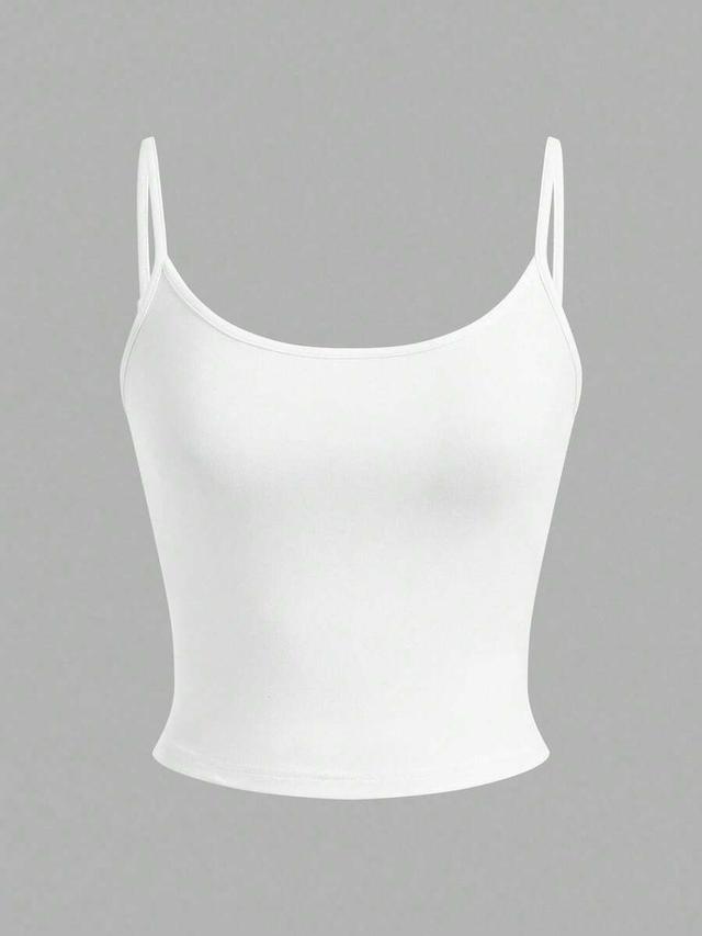 white fitted cropped camisole tank tops in multi-color