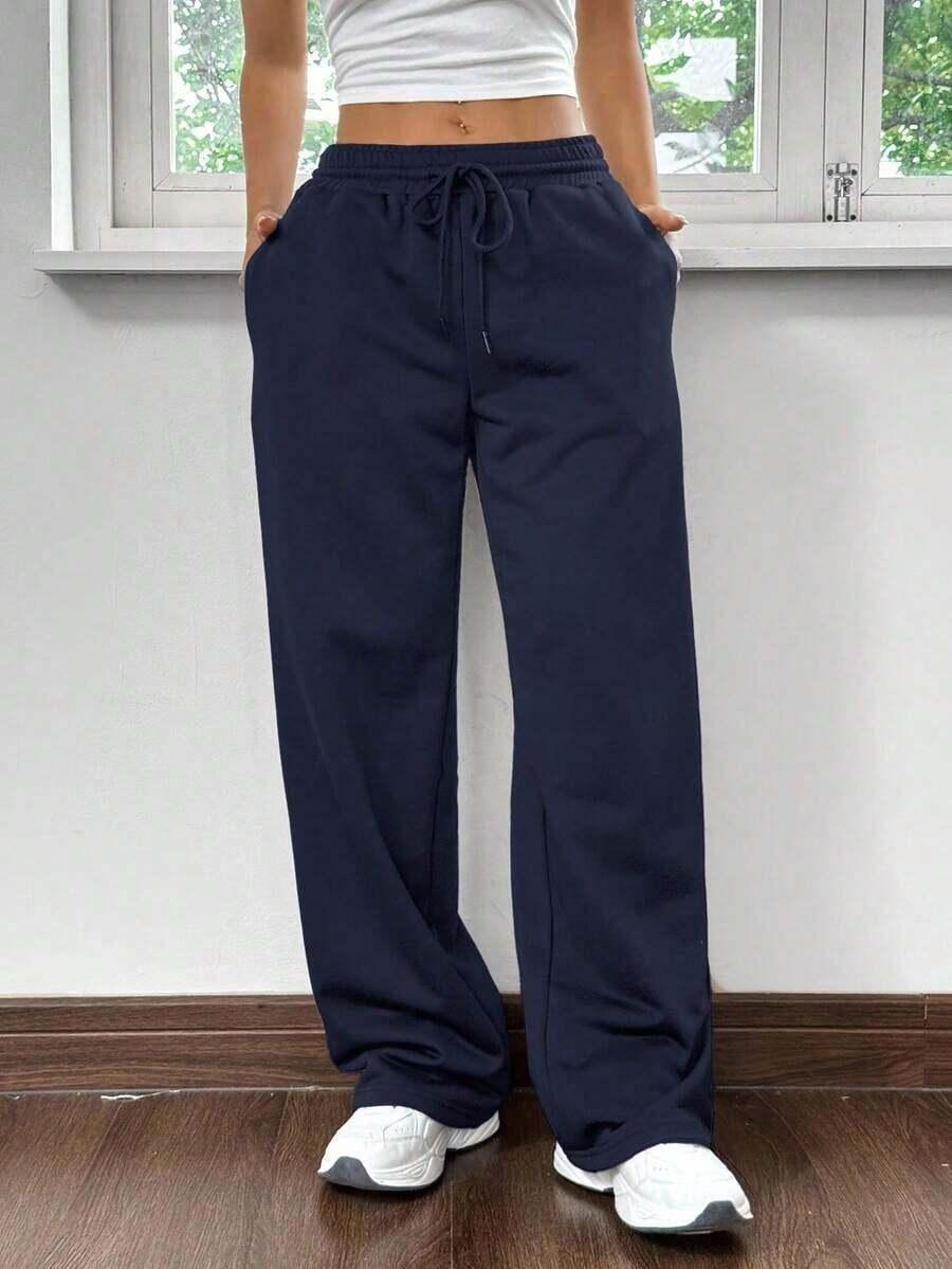 navy women's casual sporty navy blue and white striped sweatpants