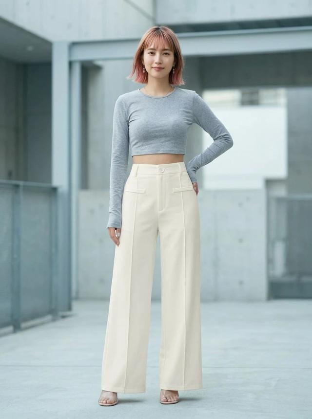 off-white high waist wide leg summer trousers