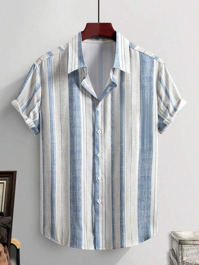 neorefined men's blue white striped short sleeve shirt