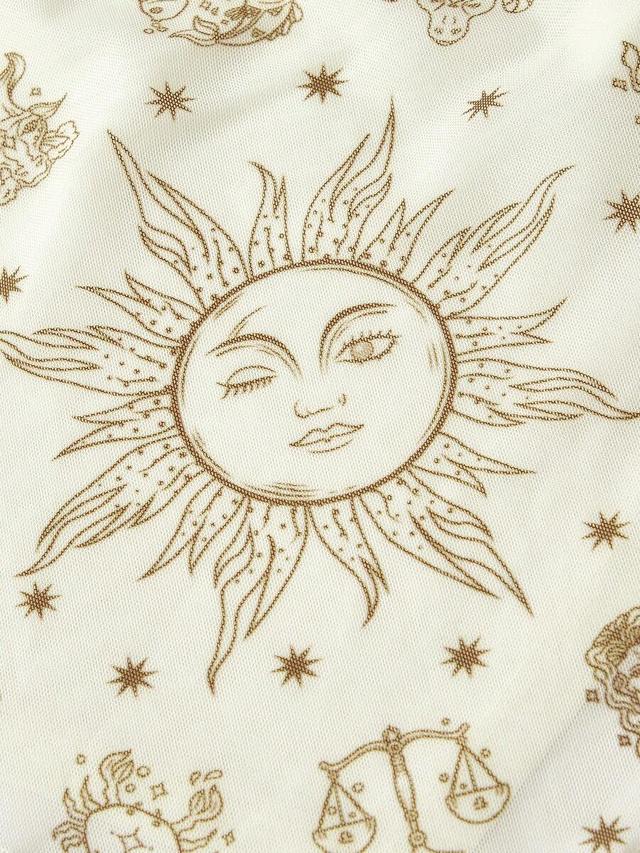 cream sun graphic halter neck bandana top set