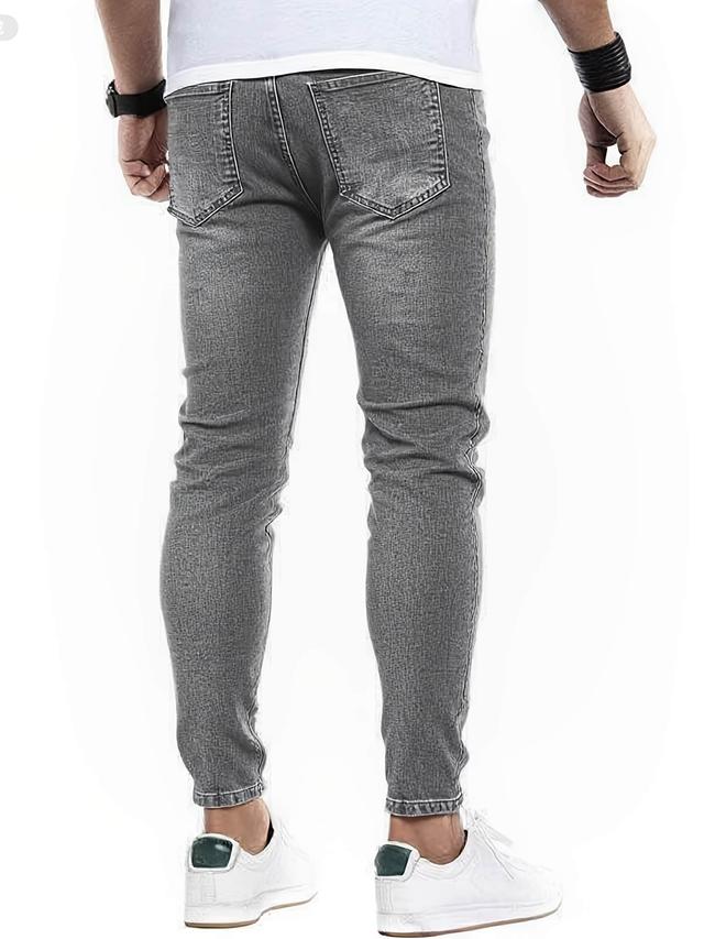 dark grey distressed skinny jeans for men