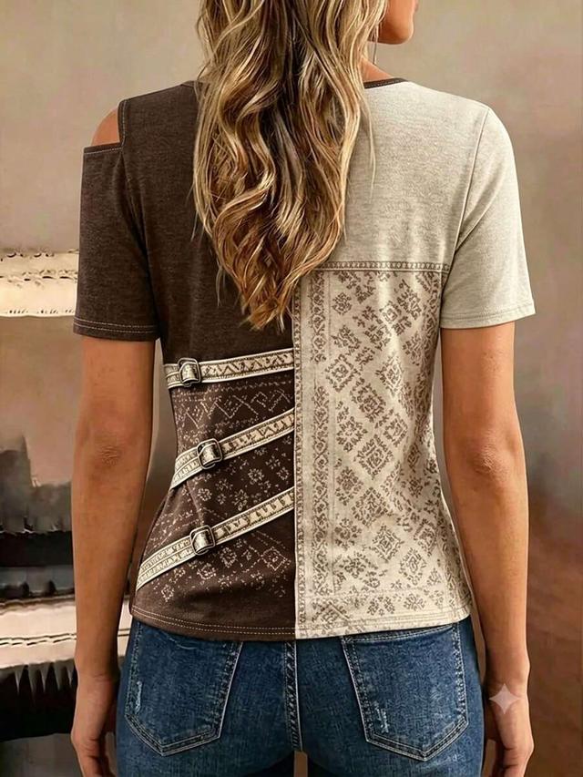 casual fashion asymmetric collar top with buckle design