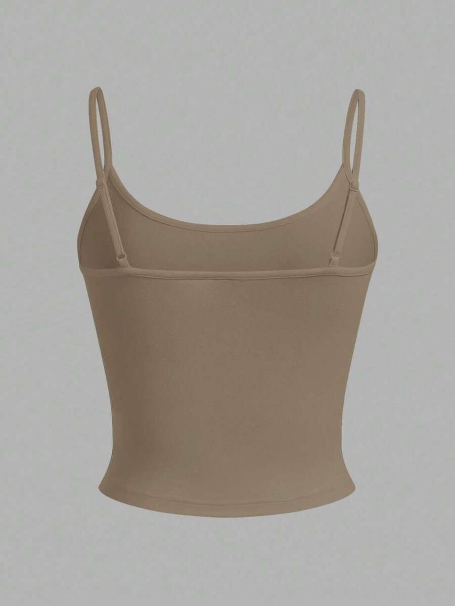 beige set of four cropped tight fit cami tops