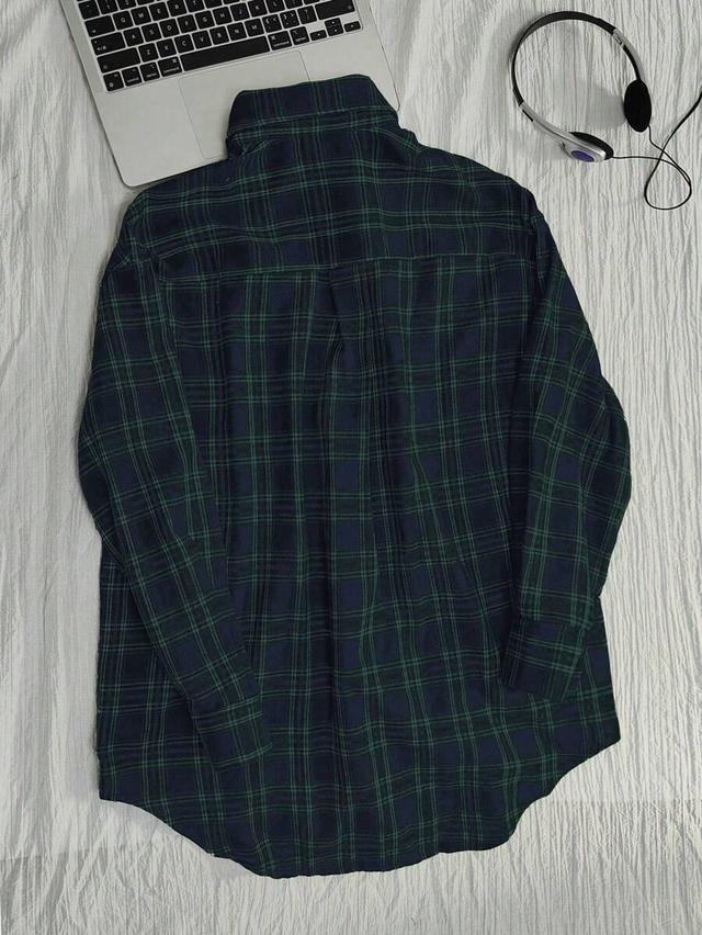 vintage plaid loose fit button down shirt