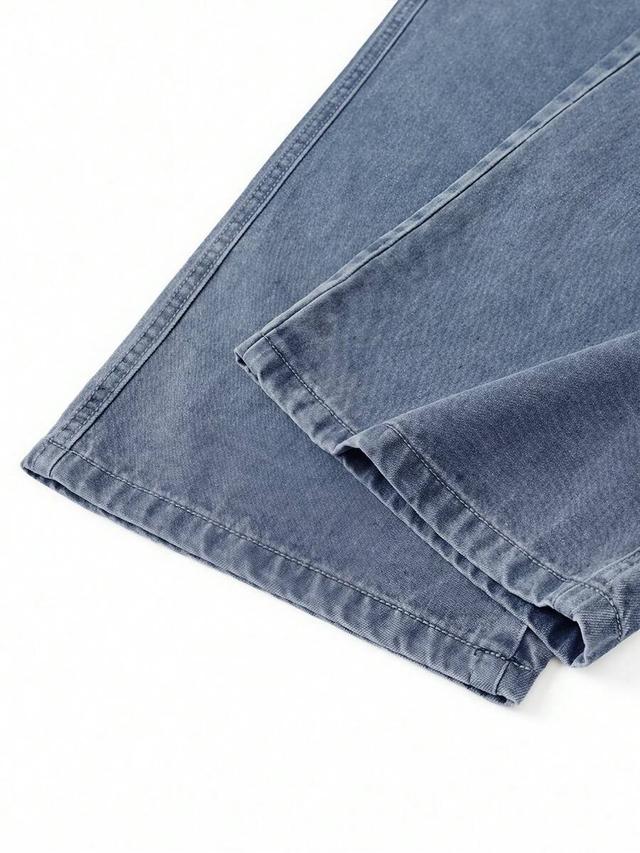 light blue men's vintage graphic print relaxed fit denim jeans