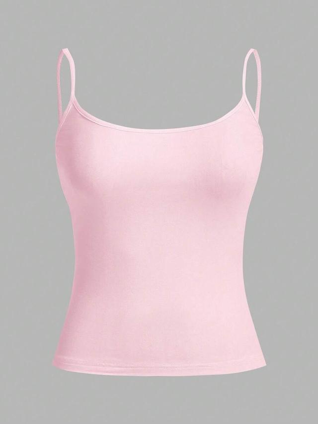 light pink casual fitted camisole tank top