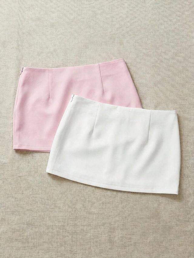 pink and white solid color minimalist casual shorts