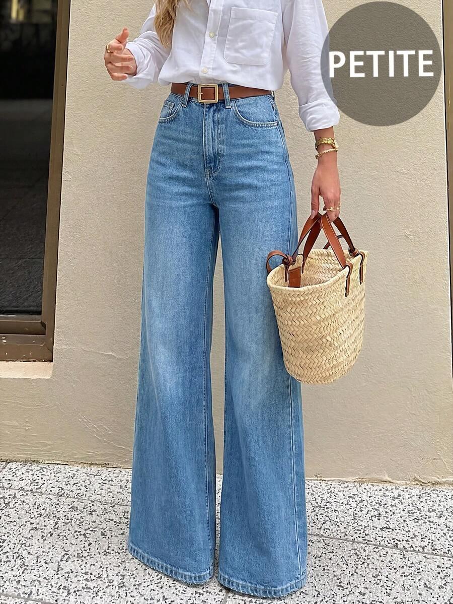 women's casual straight-leg medium wash denim jeans