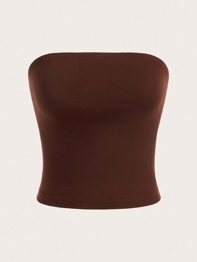 brown cropped tube top camisole