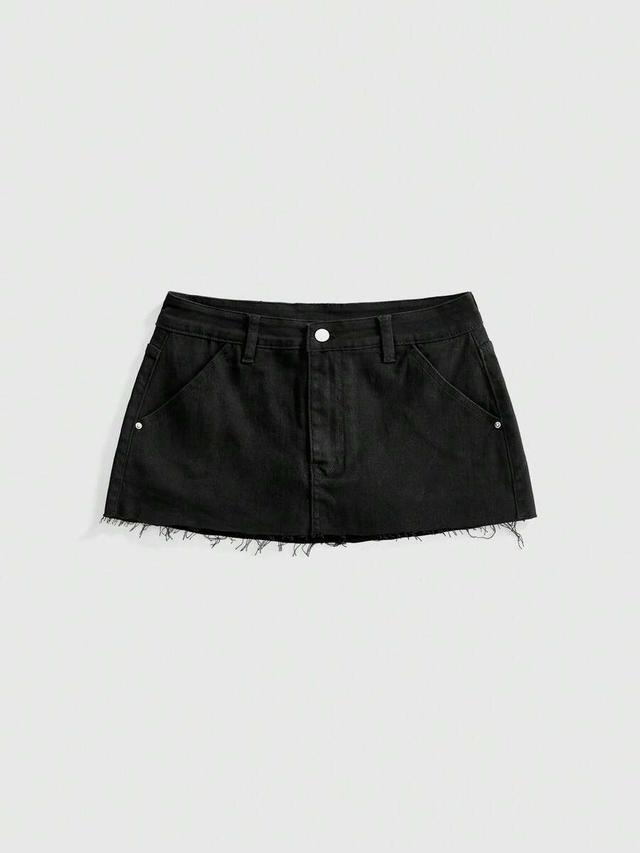black mini skirt with pink hot graphic