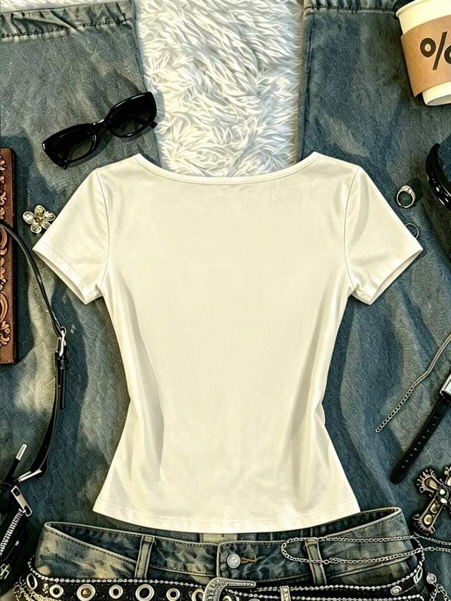 rovax white slim-fit square-neck tiger print top