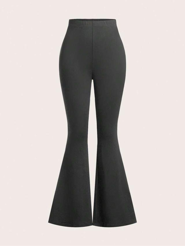 dark grey high waist skinny flared pants