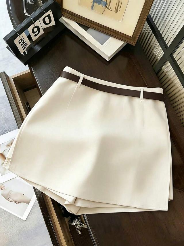 white a-line skort with belt
